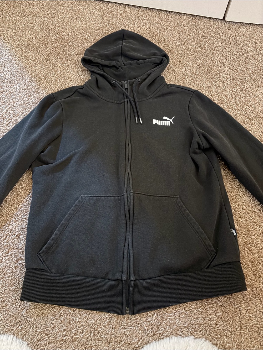 Puma Black Full-Zip Hoodie with White Logo